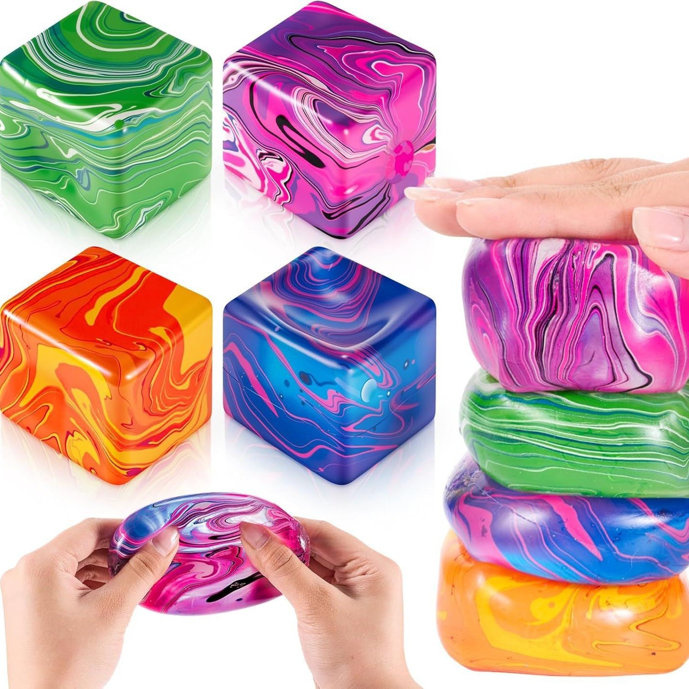 Squishy Fidget Toys Stress Cube 5.5 cm Stress Balls for Kids Adults Stress Relief Ice Squishy Cube Sugar Balls