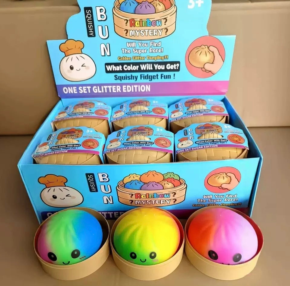 Mystery Squishy Bun Fidget Toy, Kawaii Dumpling, Stress Relief Sensory Play